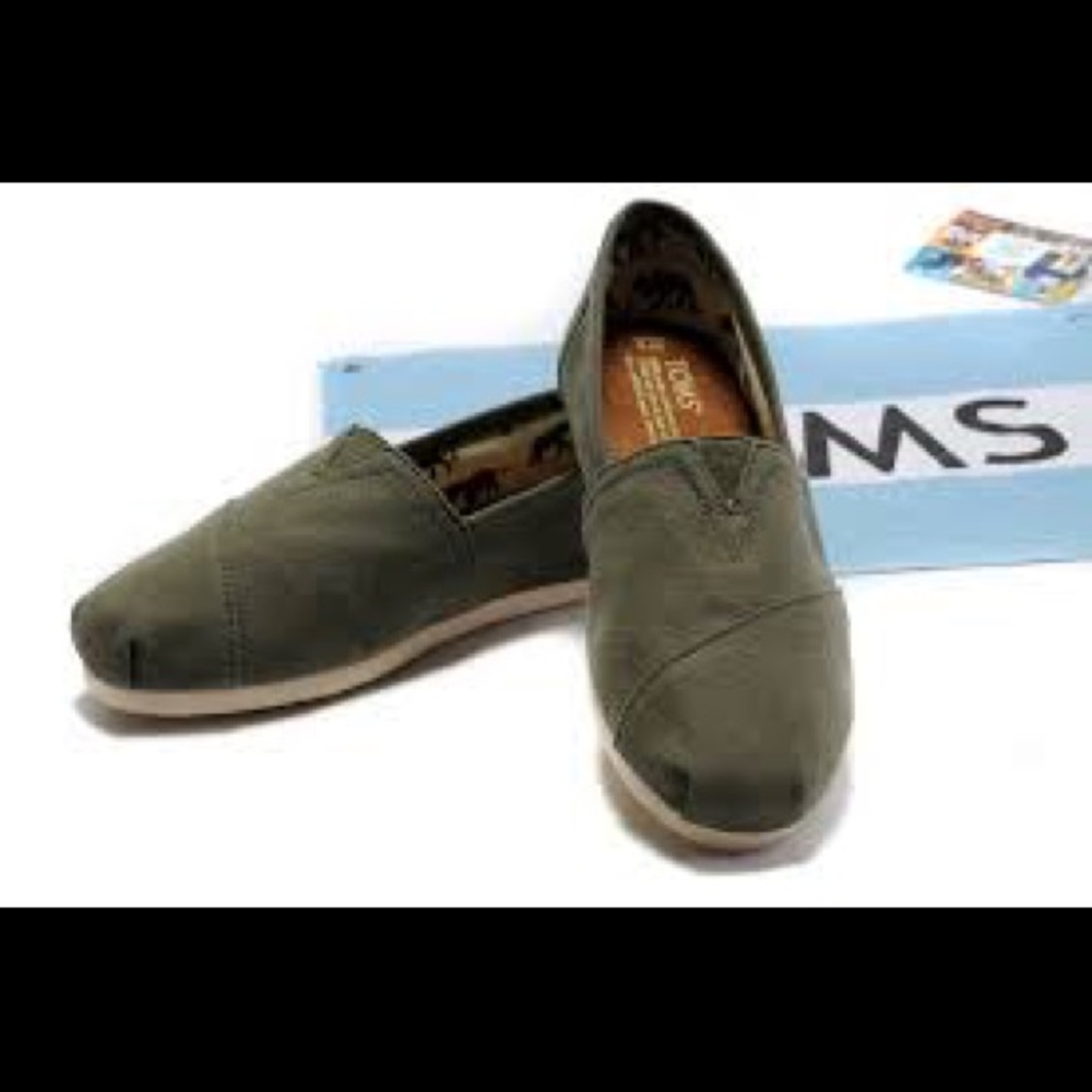 Olive Green Toms Classic Slip-Ons
